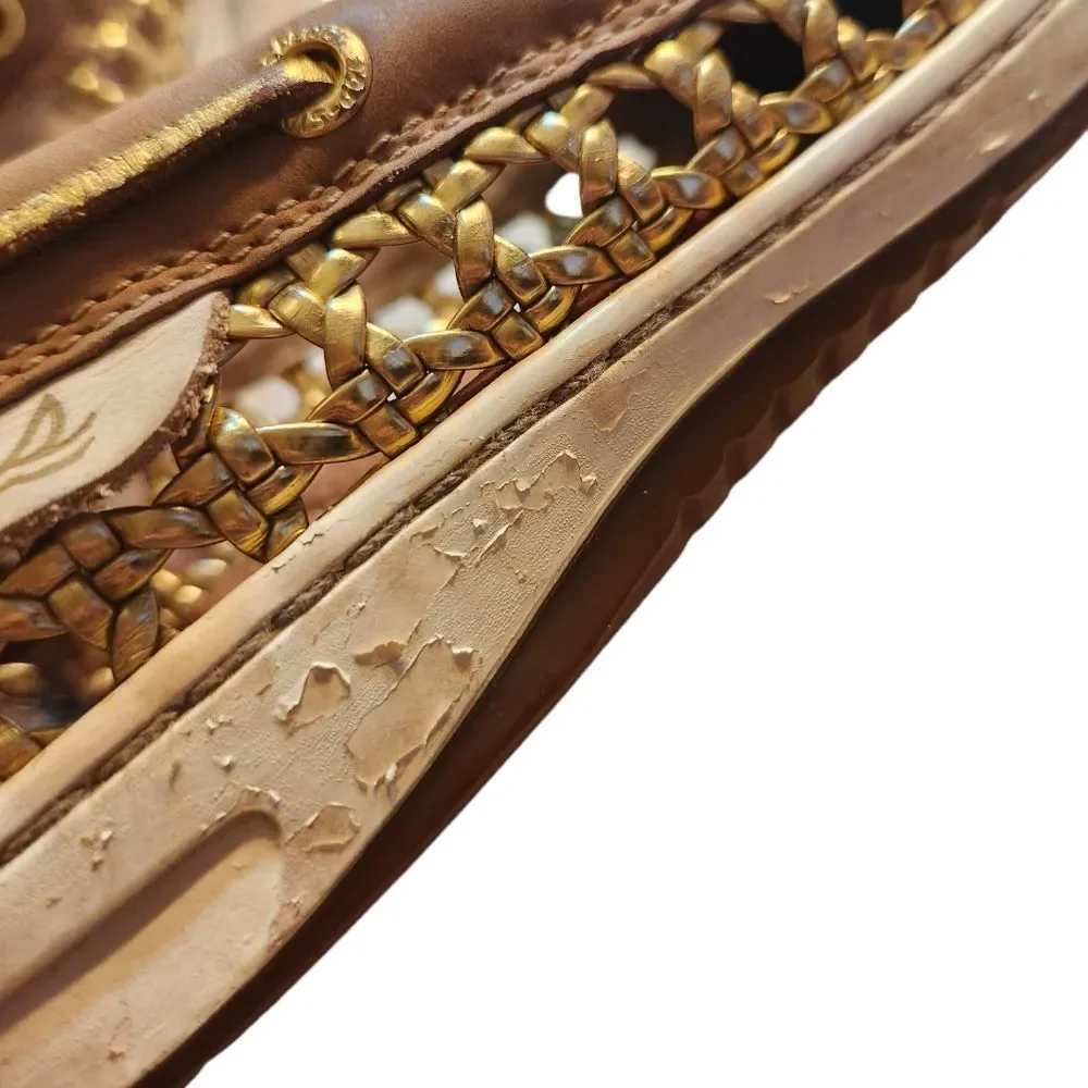 Sperry Top Siders Shoes Beige Gold Womens Size 7M